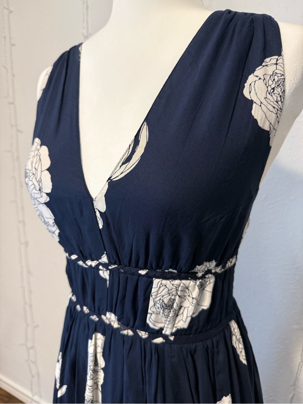 Japna Navy Maxi Dress with Floral Print - Picture 3 of 8